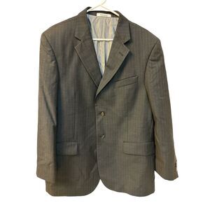 Yves‎ Saint Laurent Mens Gray Striped  Blazer Jacket VTG High End Designer Suit